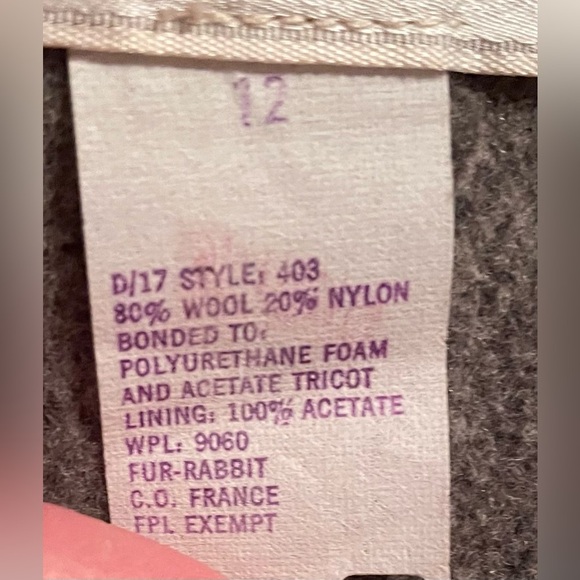 Vintage 1970s Sears Wool Peacoat Rabbit Fur Trim Collar Women's Gray/Tan;size L - Picture 10 of 10